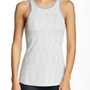 Tarte Gray White Lace Racerback Tank